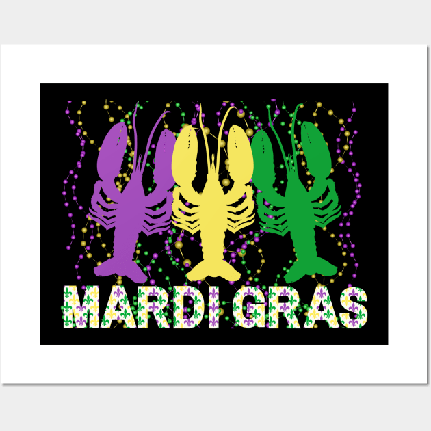 Mardi Gras Crawfish Mardi Gras Flag Colors Wall Art by jackofdreams22